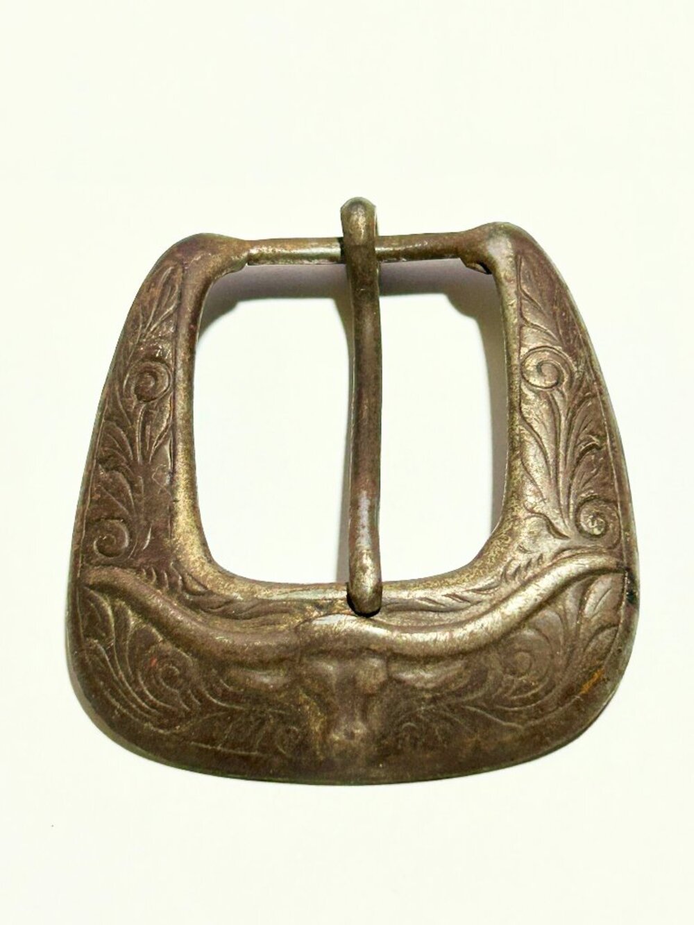 Vintage Collectible Longhorn Cattle Metal Cowboy Belt Buckle.